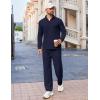 COOFANDY Men’s 2 Piece Tracksuit Set Quarter Zip Sweatsuit Athletic Running Suit Sets Long Sleeve Casual Outfits(Navy Blue)