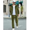 COOFANDY Mens 2 Piece Velour Tracksuit Full Zip Jackets Pants Velvet Jogging Suits Sweatsuit Set(Army Green)