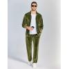 COOFANDY Mens 2 Piece Velour Tracksuit Full Zip Jackets Pants Velvet Jogging Suits Sweatsuit Set(Army Green)