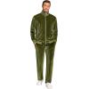 COOFANDY Mens 2 Piece Velour Tracksuit Full Zip Jackets Pants Velvet Jogging Suits Sweatsuit Set(Army Green)