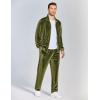 COOFANDY Mens 2 Piece Velour Tracksuit Full Zip Jackets Pants Velvet Jogging Suits Sweatsuit Set(Army Green)