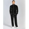 COOFANDY Mens 2 Piece Velour Tracksuit Full Zip Jackets Pants Velvet Jogging Suits Sweatsuit Set(Black)
