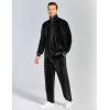 COOFANDY Mens 2 Piece Velour Tracksuit Full Zip Jackets Pants Velvet Jogging Suits Sweatsuit Set(Black)