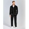 COOFANDY Mens 2 Piece Velour Tracksuit Full Zip Jackets Pants Velvet Jogging Suits Sweatsuit Set(Black)