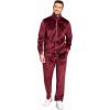 COOFANDY Mens 2 Piece Velour Tracksuit Full Zip Jackets Pants Velvet Jogging Suits Sweatsuit Set(Burgundy)