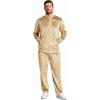 COOFANDY Mens 2 Piece Velour Tracksuit Full Zip Jackets Pants Velvet Jogging Suits Sweatsuit Set(Champagne)