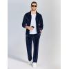COOFANDY Mens 2 Piece Velour Tracksuit Full Zip Jackets Pants Velvet Jogging Suits Sweatsuit Set(Dark Blue)