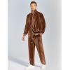 COOFANDY Mens 2 Piece Velour Tracksuit Full Zip Jackets Pants Velvet Jogging Suits Sweatsuit Set(Dark Brown)