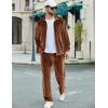 COOFANDY Mens 2 Piece Velour Tracksuit Full Zip Jackets Pants Velvet Jogging Suits Sweatsuit Set(Dark Brown)