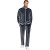 COOFANDY Mens 2 Piece Velour Tracksuit Full Zip Jackets Pants Velvet Jogging Suits Sweatsuit Set(Dark Grey)