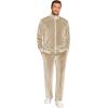 COOFANDY Mens 2 Piece Velour Tracksuit Full Zip Jackets Pants Velvet Jogging Suits Sweatsuit Set(Light Khaki)