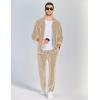 COOFANDY Mens 2 Piece Velour Tracksuit Full Zip Jackets Pants Velvet Jogging Suits Sweatsuit Set(Light Khaki)