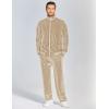 COOFANDY Mens 2 Piece Velour Tracksuit Full Zip Jackets Pants Velvet Jogging Suits Sweatsuit Set(Light Khaki)