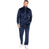 COOFANDY Mens 2 Piece Velour Tracksuit Full Zip Jackets Pants Velvet Jogging Suits Sweatsuit Set(Navy)