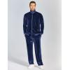 COOFANDY Mens 2 Piece Velour Tracksuit Full Zip Jackets Pants Velvet Jogging Suits Sweatsuit Set(Navy Blue)