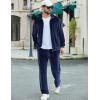 COOFANDY Mens 2 Piece Velour Tracksuit Full Zip Jackets Pants Velvet Jogging Suits Sweatsuit Set(Navy Blue)