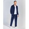 COOFANDY Mens 2 Piece Velour Tracksuit Full Zip Jackets Pants Velvet Jogging Suits Sweatsuit Set(Navy Blue)