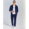 COOFANDY Mens 2 Piece Velour Tracksuit Full Zip Jackets Pants Velvet Jogging Suits Sweatsuit Set(Navy Blue)