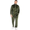 COOFANDY Mens 2 Piece Velour Tracksuit Full Zip Jackets Pants Velvet Jogging Suits Sweatsuit Set(Olive Green)