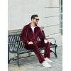 COOFANDY Mens 2 Piece Velour Tracksuit Full Zip Jackets Pants Velvet Jogging Suits Sweatsuit Set(Wine Red)