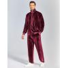 COOFANDY Mens 2 Piece Velour Tracksuit Full Zip Jackets Pants Velvet Jogging Suits Sweatsuit Set(Wine Red)