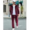 COOFANDY Mens 2 Piece Velour Tracksuit Full Zip Jackets Pants Velvet Jogging Suits Sweatsuit Set(Wine Red)