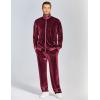 COOFANDY Mens 2 Piece Velour Tracksuit Full Zip Jackets Pants Velvet Jogging Suits Sweatsuit Set(Wine Red)