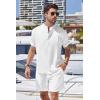 COOFANDY Men’s 2 Pieces Linen Set Henley Shirt Short Sleeve and Shorts Summer Beach Yoga Matching Outfits(A-white)