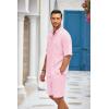 COOFANDY Men’s 2 Pieces Linen Set Henley Shirt Short Sleeve and Shorts Summer Beach Yoga Matching Outfits(Pink)