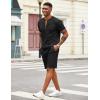 COOFANDY Men’s 2 Pieces Outfits Casual Quarter Zip Polo T Shirt and Shorts Set Athletic Jogging Summer Tracksuit(01-black)