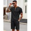COOFANDY Men’s 2 Pieces Outfits Casual Quarter Zip Polo T Shirt and Shorts Set Athletic Jogging Summer Tracksuit(01-black)