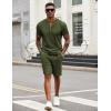 COOFANDY Men’s 2 Pieces Outfits Casual Quarter Zip Polo T Shirt and Shorts Set Athletic Jogging Summer Tracksuit(Army Green)