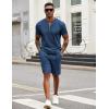 COOFANDY Men’s 2 Pieces Outfits Casual Quarter Zip Polo T Shirt and Shorts Set Athletic Jogging Summer Tracksuit(Blue)