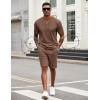 COOFANDY Men’s 2 Pieces Outfits Casual Quarter Zip Polo T Shirt and Shorts Set Athletic Jogging Summer Tracksuit(Brown)