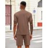 COOFANDY Men’s 2 Pieces Outfits Casual Quarter Zip Polo T Shirt and Shorts Set Athletic Jogging Summer Tracksuit(Brown)