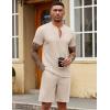COOFANDY Men’s 2 Pieces Outfits Casual Quarter Zip Polo T Shirt and Shorts Set Athletic Jogging Summer Tracksuit(Champagne)