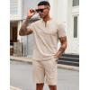 COOFANDY Men’s 2 Pieces Outfits Casual Quarter Zip Polo T Shirt and Shorts Set Athletic Jogging Summer Tracksuit(Champagne)