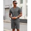 COOFANDY Men’s 2 Pieces Outfits Casual Quarter Zip Polo T Shirt and Shorts Set Athletic Jogging Summer Tracksuit(Dark Grey)