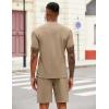 COOFANDY Men’s 2 Pieces Outfits Casual Quarter Zip Polo T Shirt and Shorts Set Athletic Jogging Summer Tracksuit(Khaki)