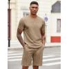COOFANDY Men’s 2 Pieces Outfits Casual Quarter Zip Polo T Shirt and Shorts Set Athletic Jogging Summer Tracksuit(Khaki)