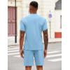 COOFANDY Men’s 2 Pieces Outfits Casual Quarter Zip Polo T Shirt and Shorts Set Athletic Jogging Summer Tracksuit(Light Blue)