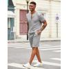 COOFANDY Men’s 2 Pieces Outfits Casual Quarter Zip Polo T Shirt and Shorts Set Athletic Jogging Summer Tracksuit(Light Grey)