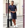 COOFANDY Men’s 2 Pieces Outfits Casual Quarter Zip Polo T Shirt and Shorts Set Athletic Jogging Summer Tracksuit(Navy Blue)