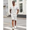 COOFANDY Men’s 2 Pieces Outfits Casual Quarter Zip Polo T Shirt and Shorts Set Athletic Jogging Summer Tracksuit(White)