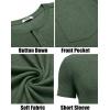 COOFANDY Men’s 3 Pack Henley Shirts Short Sleeve Casual Basic Tees Classic Henley Summer Solid T Shirts with Pocket(Army Green)