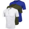 COOFANDY Men’s 3 Pack Henley Shirts Short Sleeve Casual Basic Tees Classic Henley Summer Solid T Shirts with Pocket(Army Green/White/Blue)