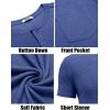 COOFANDY Men’s 3 Pack Henley Shirts Short Sleeve Casual Basic Tees Classic Henley Summer Solid T Shirts with Pocket(Azure Blue)