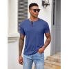 COOFANDY Men’s 3 Pack Henley Shirts Short Sleeve Casual Basic Tees Classic Henley Summer Solid T Shirts with Pocket(Azure Blue)