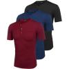 COOFANDY Men’s 3 Pack Henley Shirts Short Sleeve Casual Basic Tees Classic Henley Summer Solid T Shirts with Pocket(Black/Blue/Red)