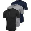 COOFANDY Men’s 3 Pack Henley Shirts Short Sleeve Casual Basic Tees Classic Henley Summer Solid T Shirts with Pocket(Black/Gray/Nave Blue)